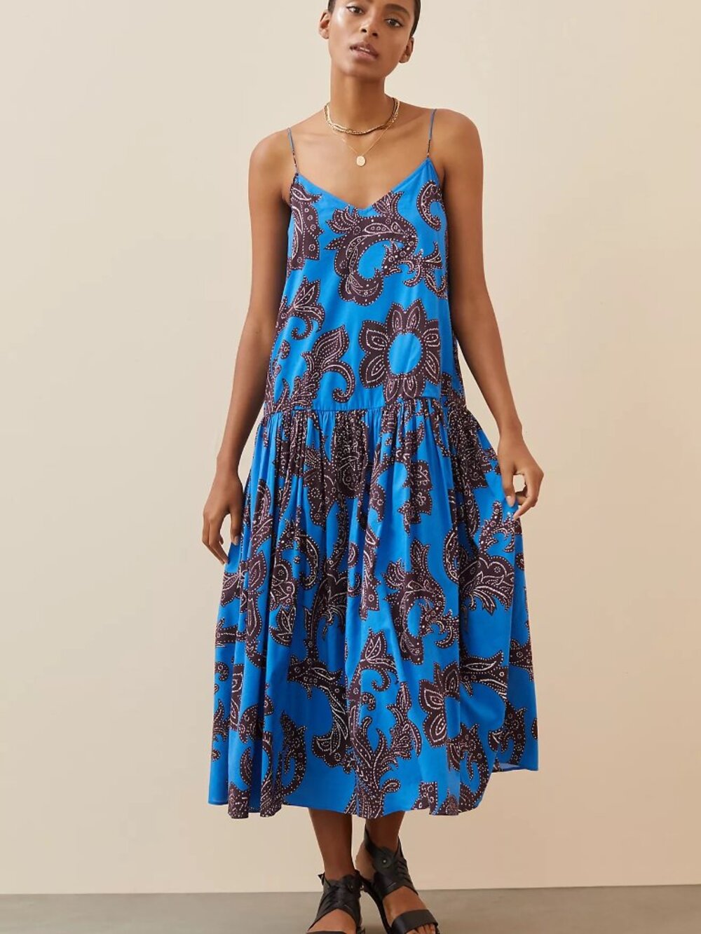 Flounced Paisley Dress